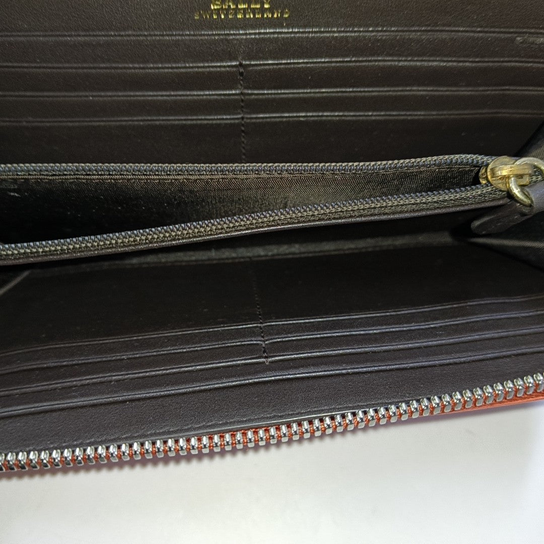 BALLY Orange-Pink Leather Embossed Wallet Golden hardware-(SKU)-951391066