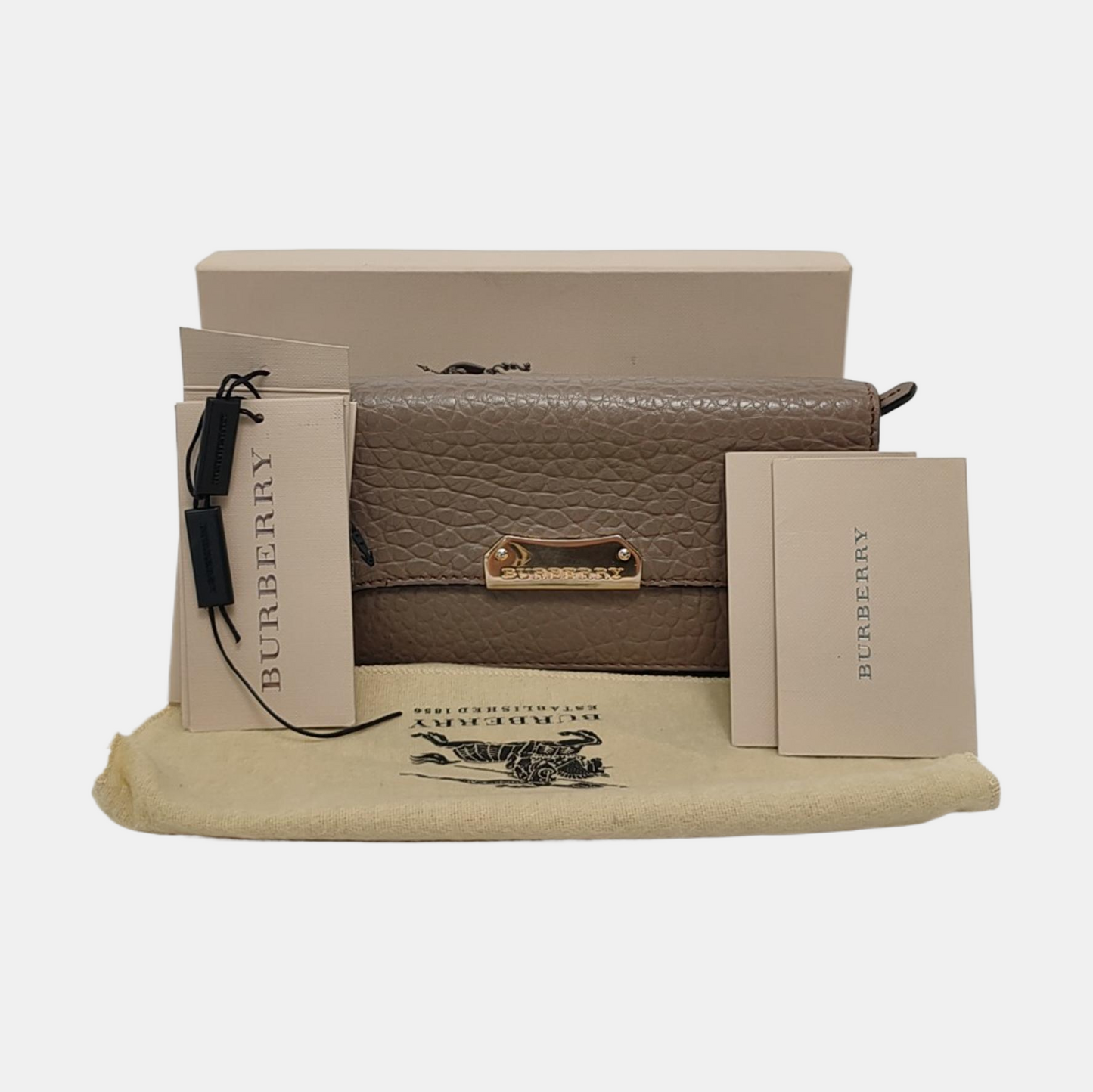 BURBERRY Langley Gray Cowhide Wallet Golden hardware-(SKU)-951267883