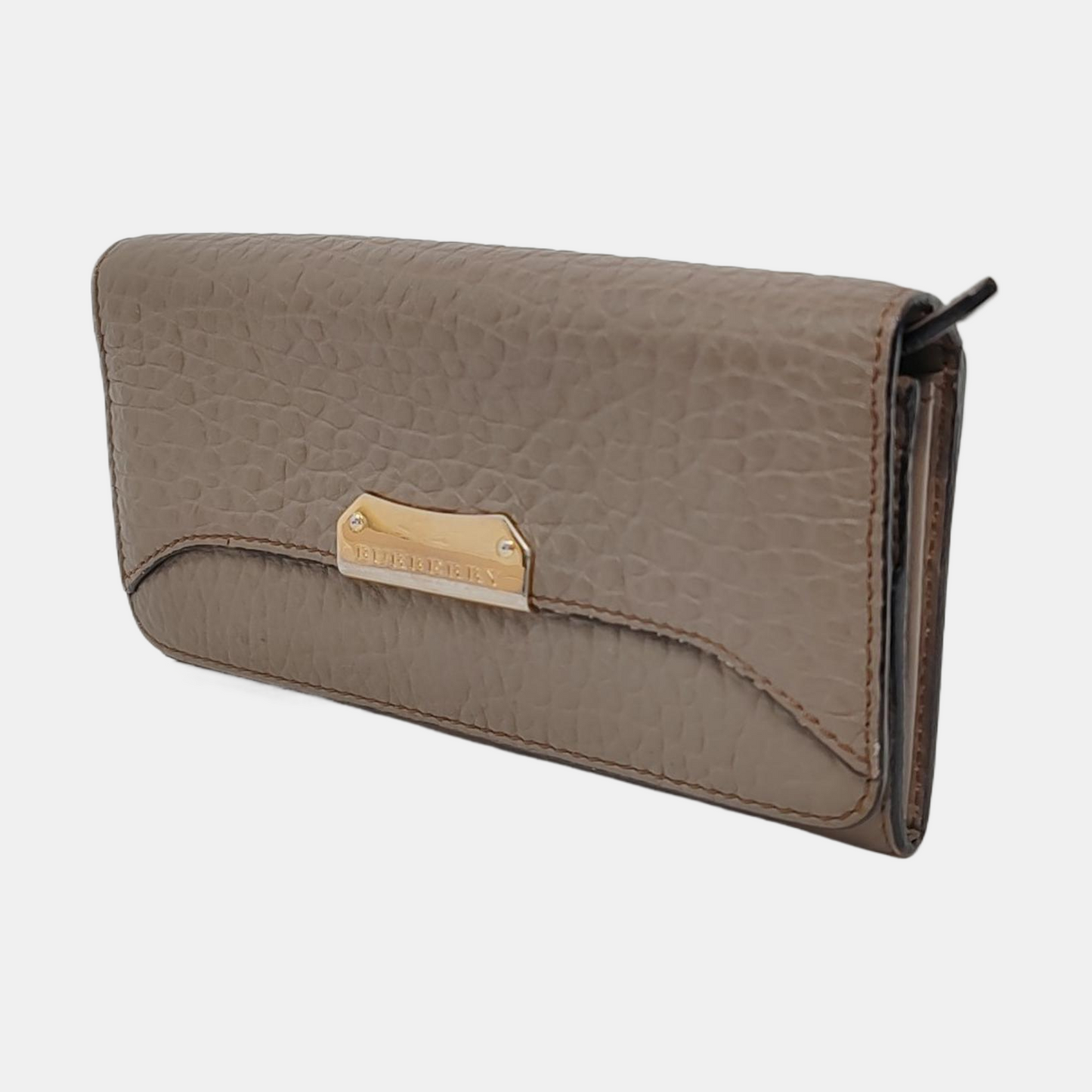 BURBERRY Langley Gray Cowhide Wallet Golden hardware-(SKU)-951267883