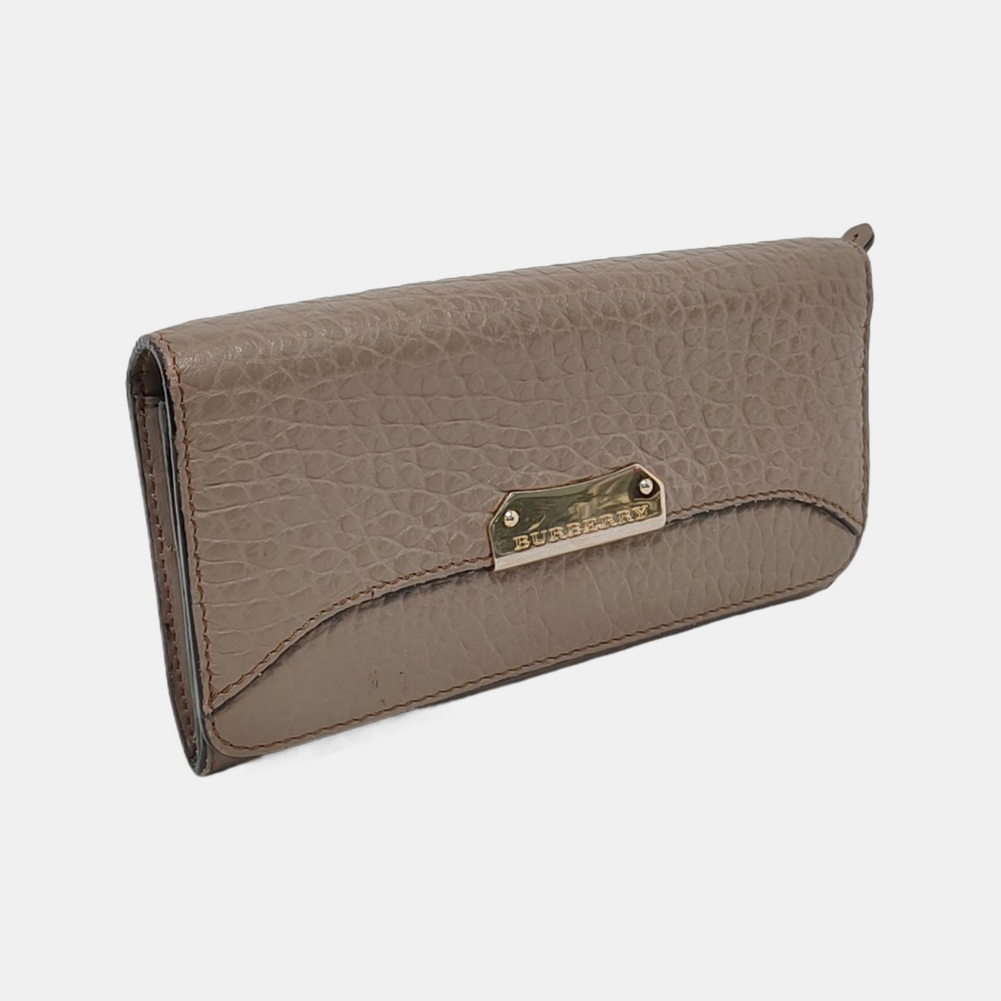 BURBERRY Langley Gray Cowhide Wallet Golden hardware-(SKU)-951267883