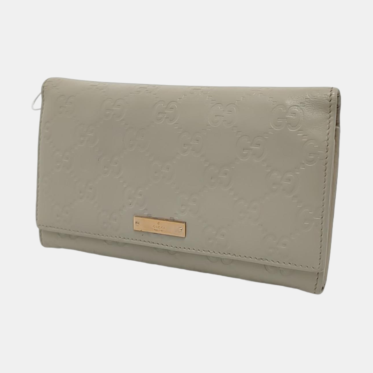 GUCCI White Calfskin Leather Monogrammed Wallet Golden hardware-(SKU)-951320985