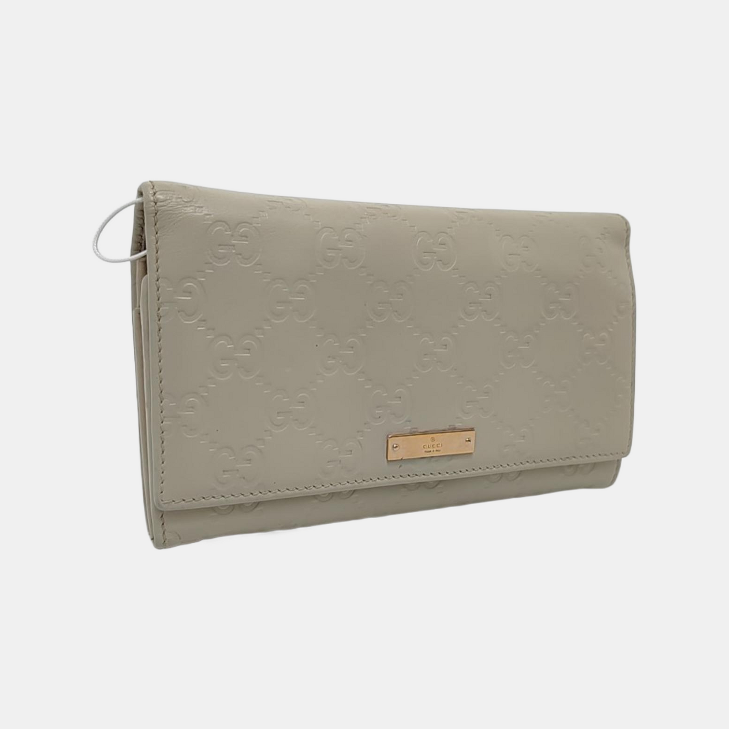 GUCCI White Calfskin Leather Monogrammed Wallet Golden hardware-(SKU)-951320985