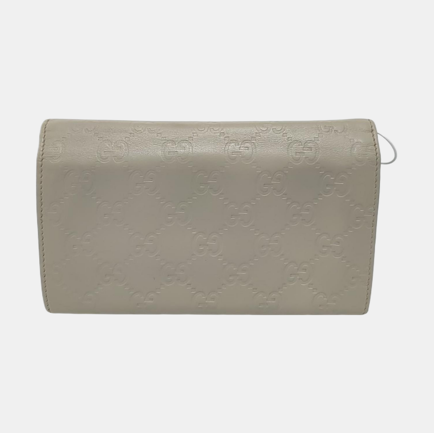 GUCCI White Calfskin Leather Monogrammed Wallet Golden hardware-(SKU)-951320985