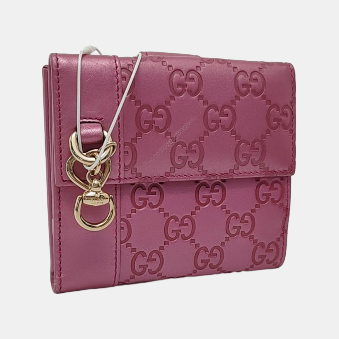 GUCCI Heart Bit Pink cowhide vintage embossed wallet Golden hardware-(SKU)-951257321