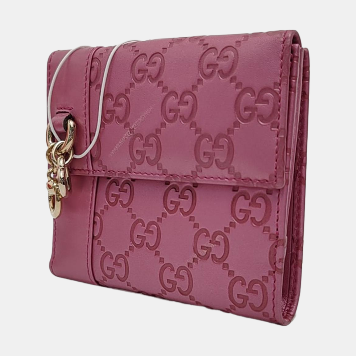 GUCCI Heart Bit Pink cowhide vintage embossed wallet Golden hardware-(SKU)-951257321