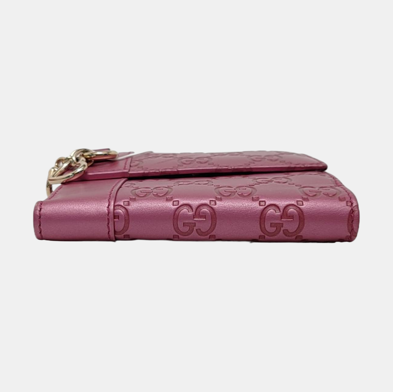 GUCCI Heart Bit Pink cowhide vintage embossed wallet Golden hardware-(SKU)-951257321