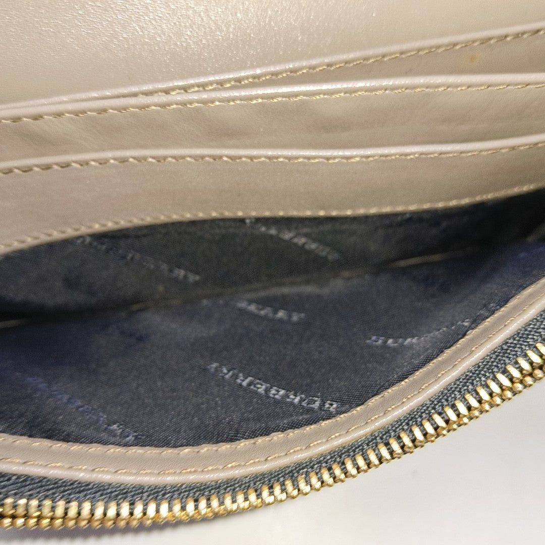 BURBERRY Langley Gray Cowhide Wallet Golden hardware-(SKU)-951267883