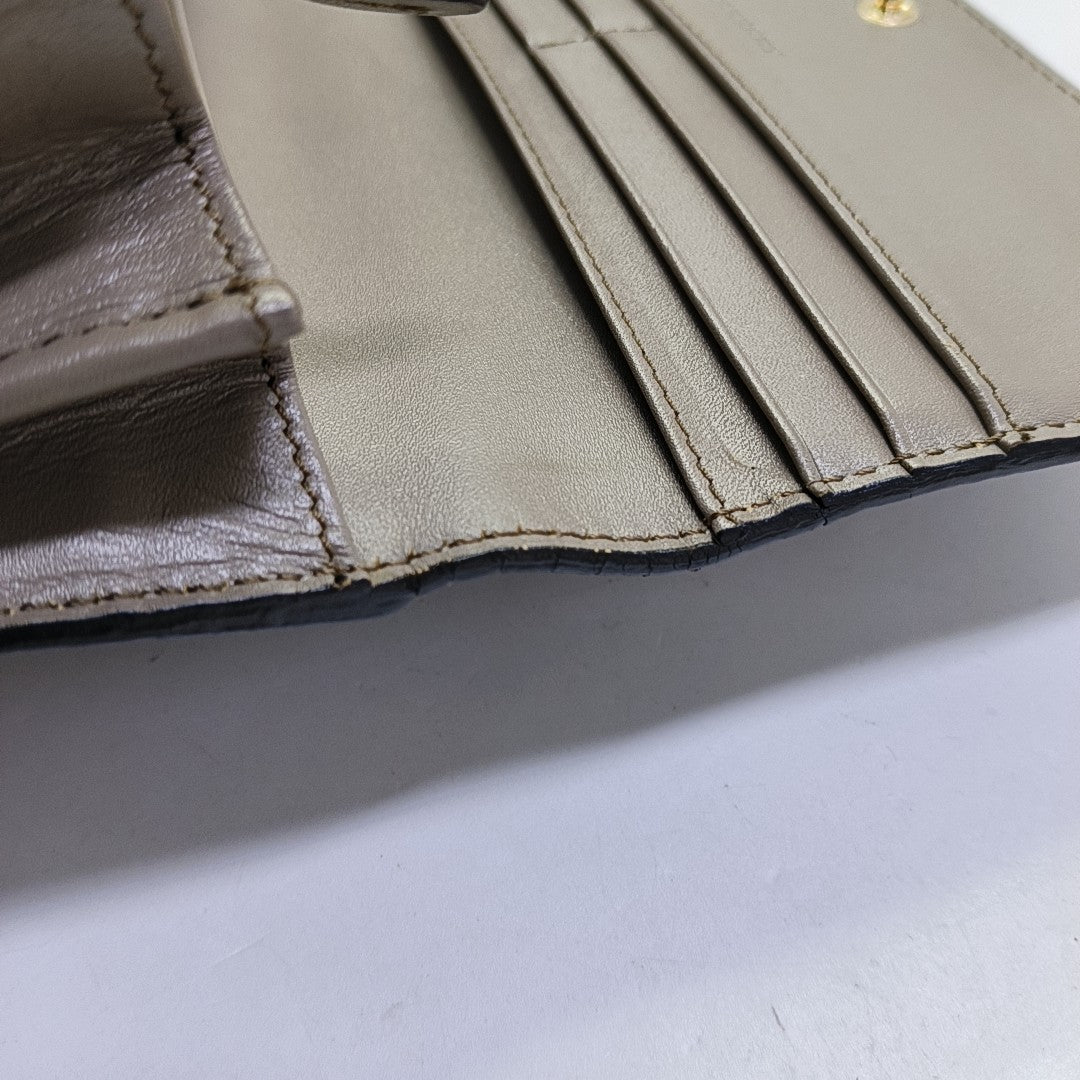 BURBERRY Langley Gray Cowhide Wallet Golden hardware-(SKU)-951267883