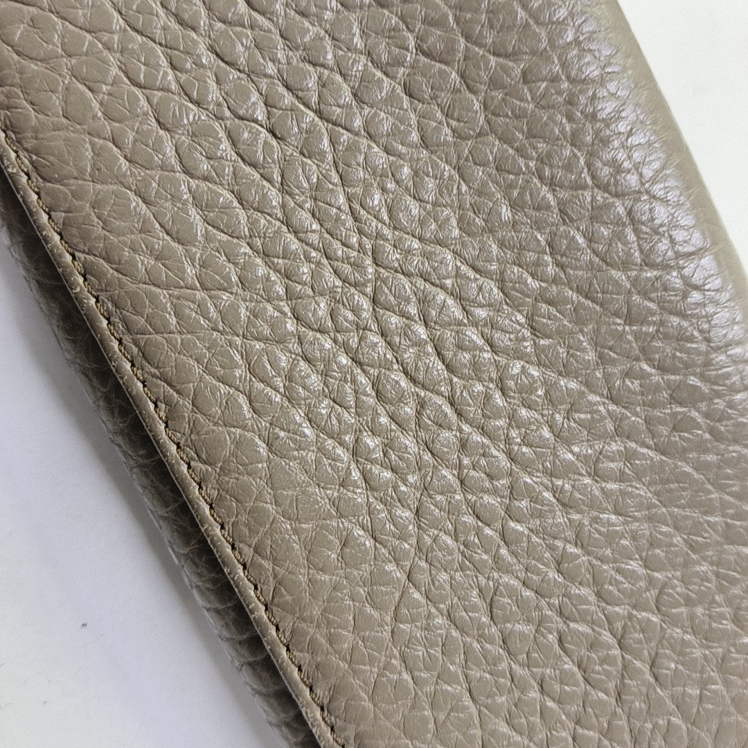 BURBERRY Langley Gray Cowhide Wallet Golden hardware-(SKU)-951267883