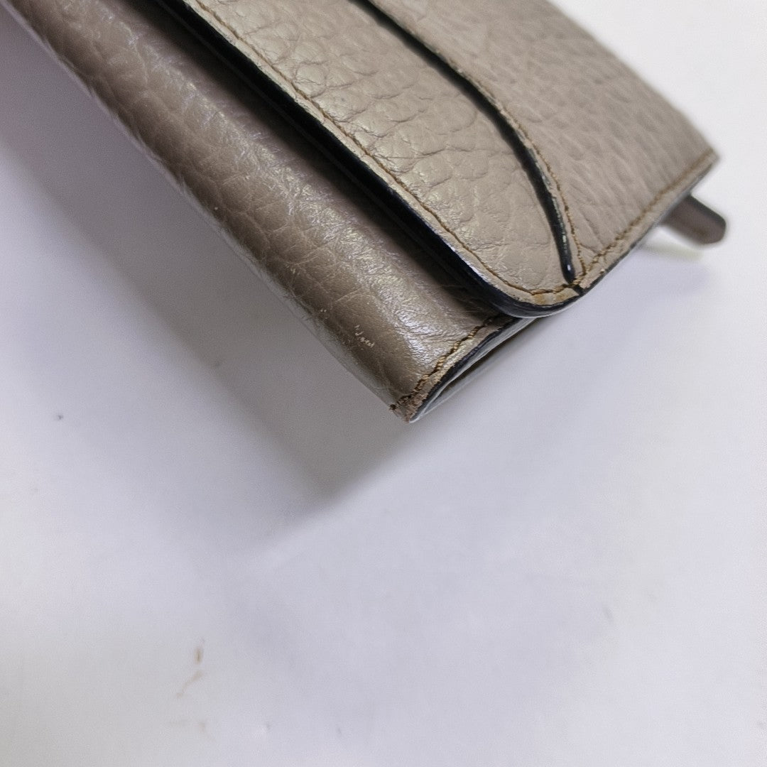 BURBERRY Langley Gray Cowhide Wallet Golden hardware-(SKU)-951267883