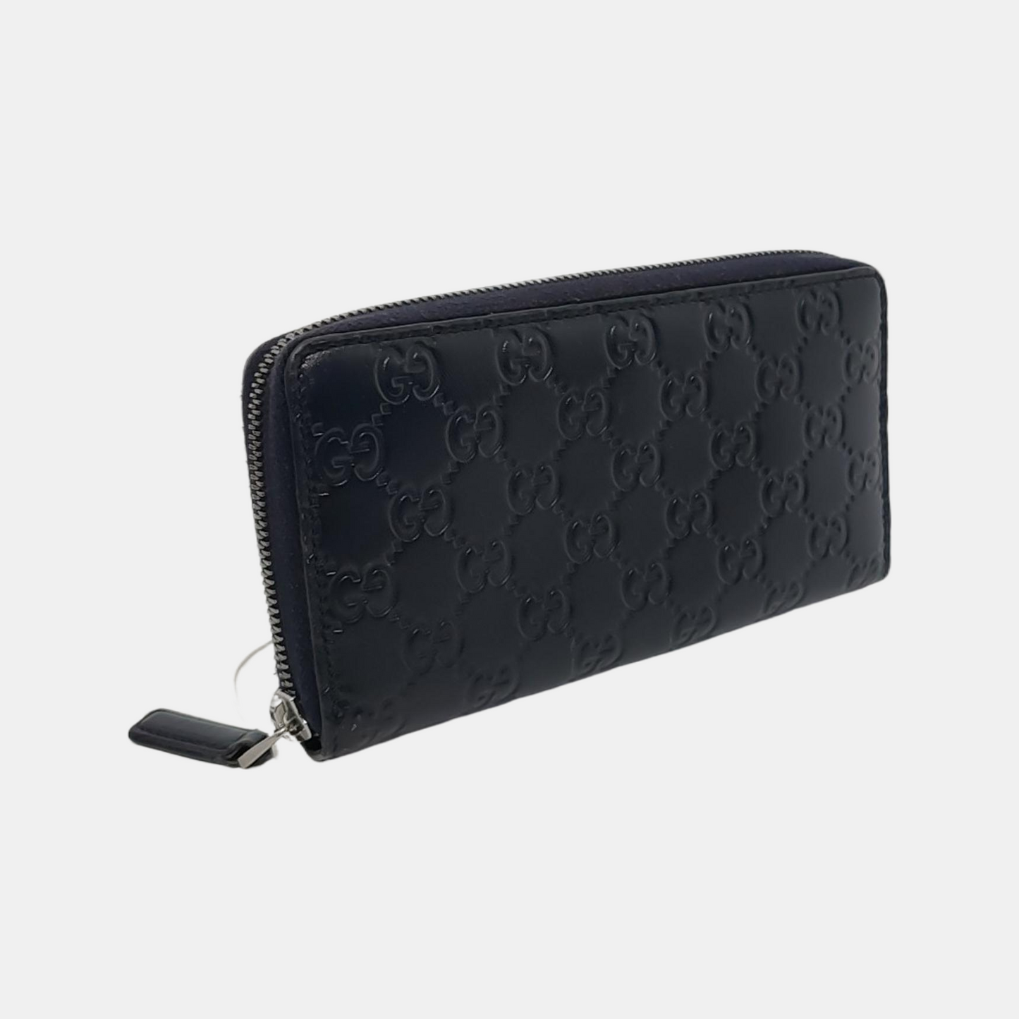 GUCCI Dark blue leather old-favorite textured wallet Silver Hardware-(SKU)-951353413