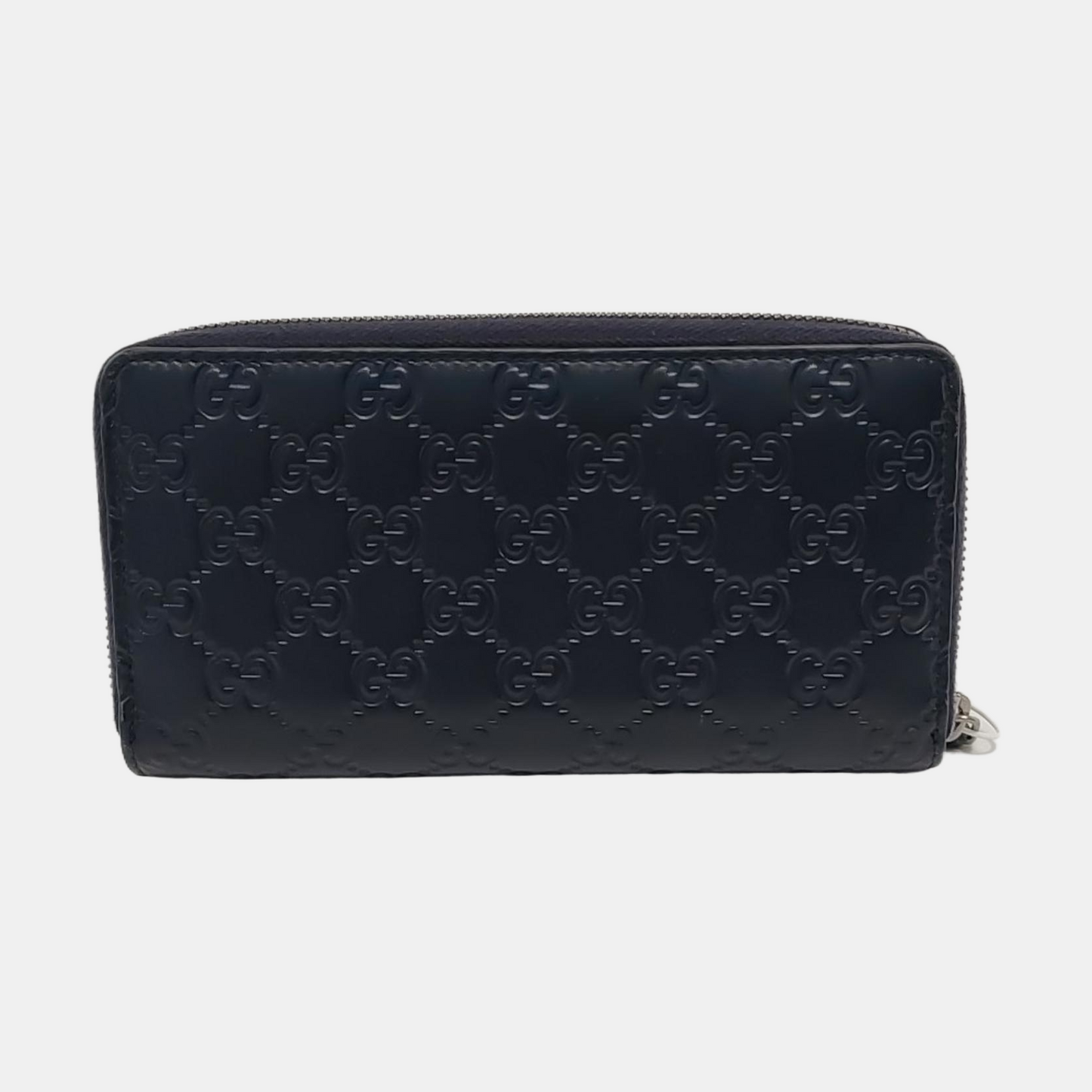 GUCCI Dark blue leather old-favorite textured wallet Silver Hardware-(SKU)-951353413