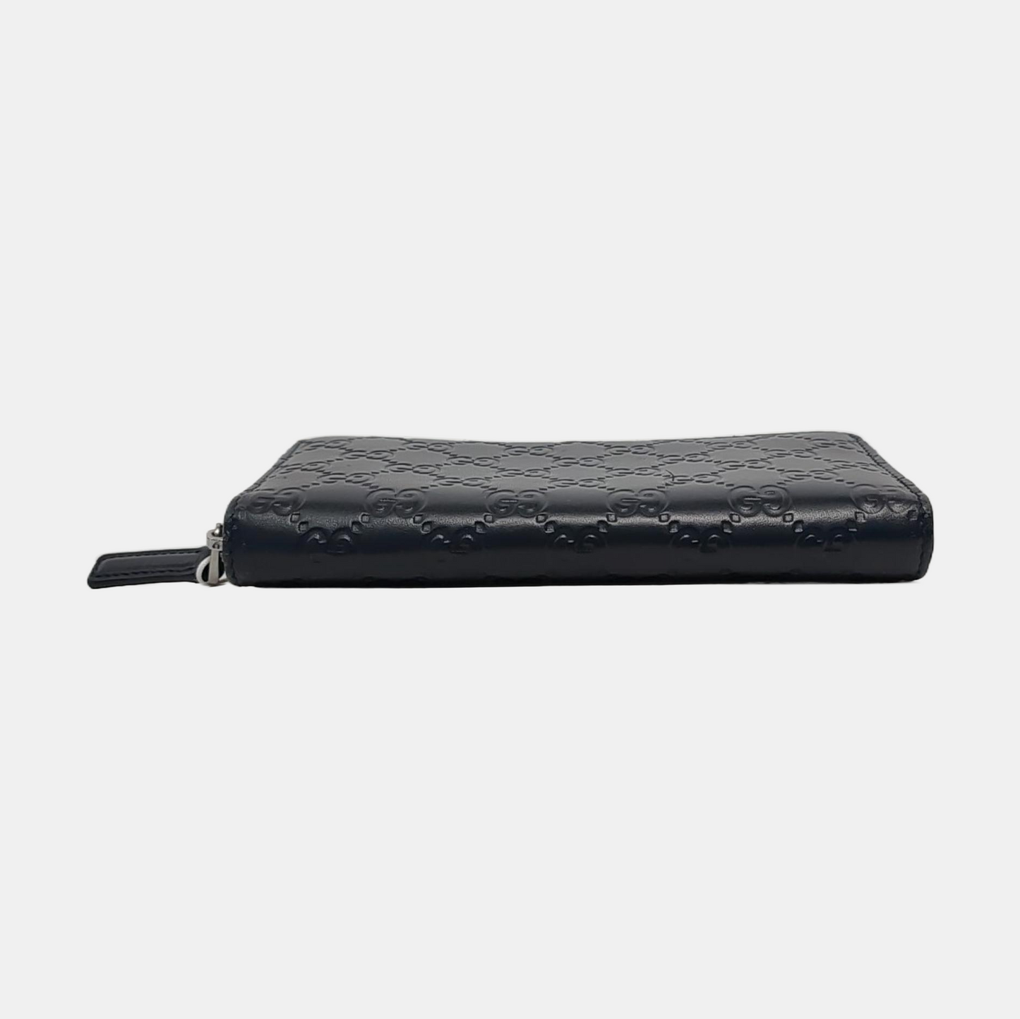 GUCCI Dark blue leather old-favorite textured wallet Silver Hardware-(SKU)-951353413
