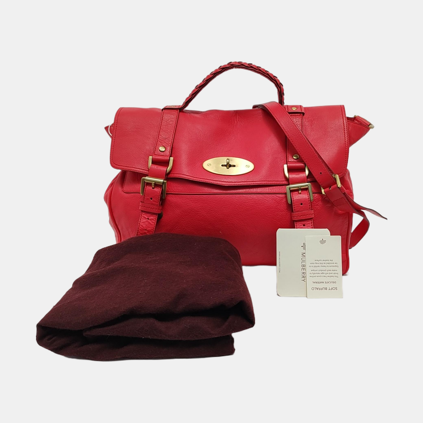 Mulberry Alexa Red Cowhide Single Shoulder Bag Handbag Crossbody Bag Golden hardware Removable shoulder strap-(SKU)-951491621