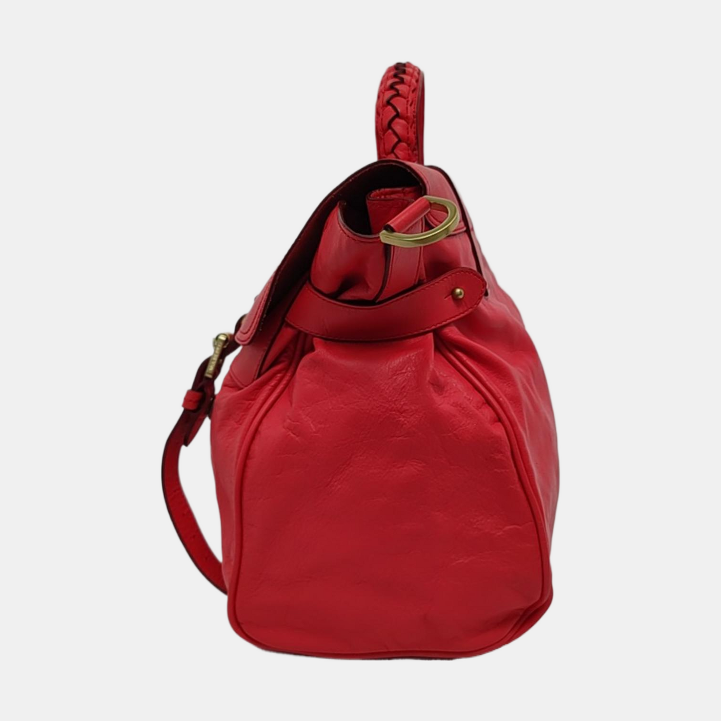 Mulberry Alexa Red Cowhide Single Shoulder Bag Handbag Crossbody Bag Golden hardware Removable shoulder strap-(SKU)-951491621