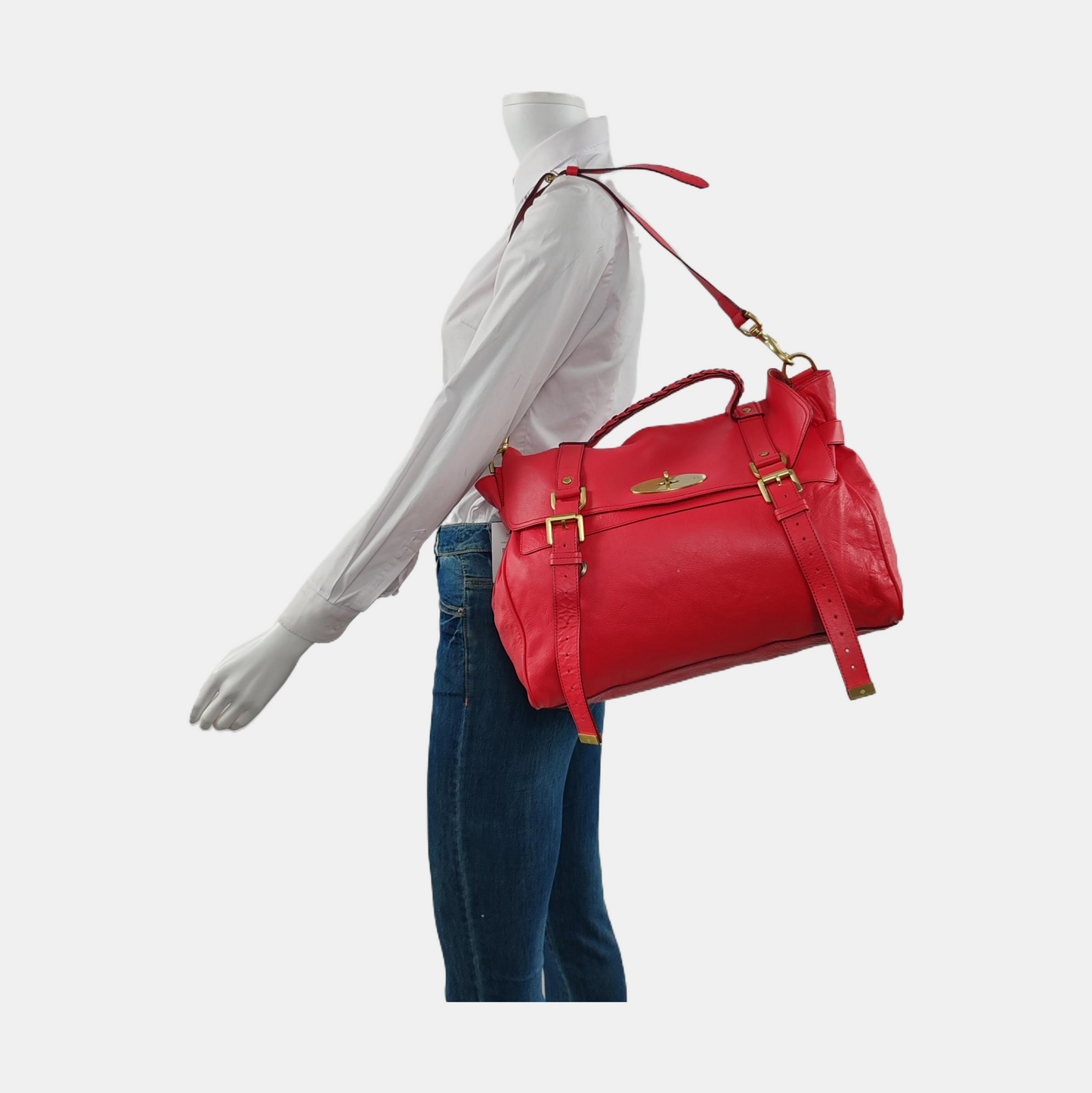 Mulberry Alexa Red Cowhide Single Shoulder Bag Handbag Crossbody Bag Golden hardware Removable shoulder strap-(SKU)-951491621