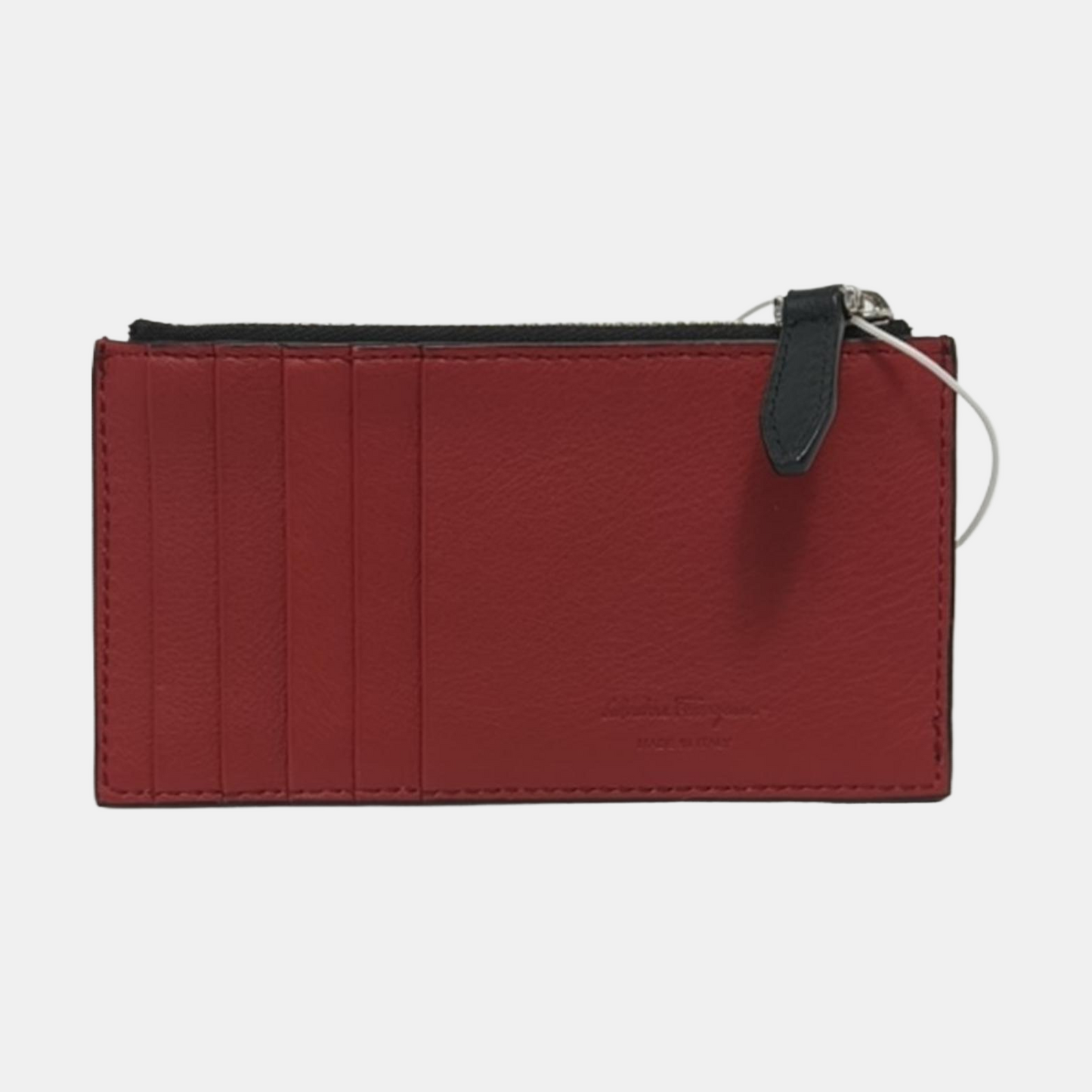 FERRAGAMO Black Cowhide Embossed Card Case Silver Hardware-(SKU)-951564826