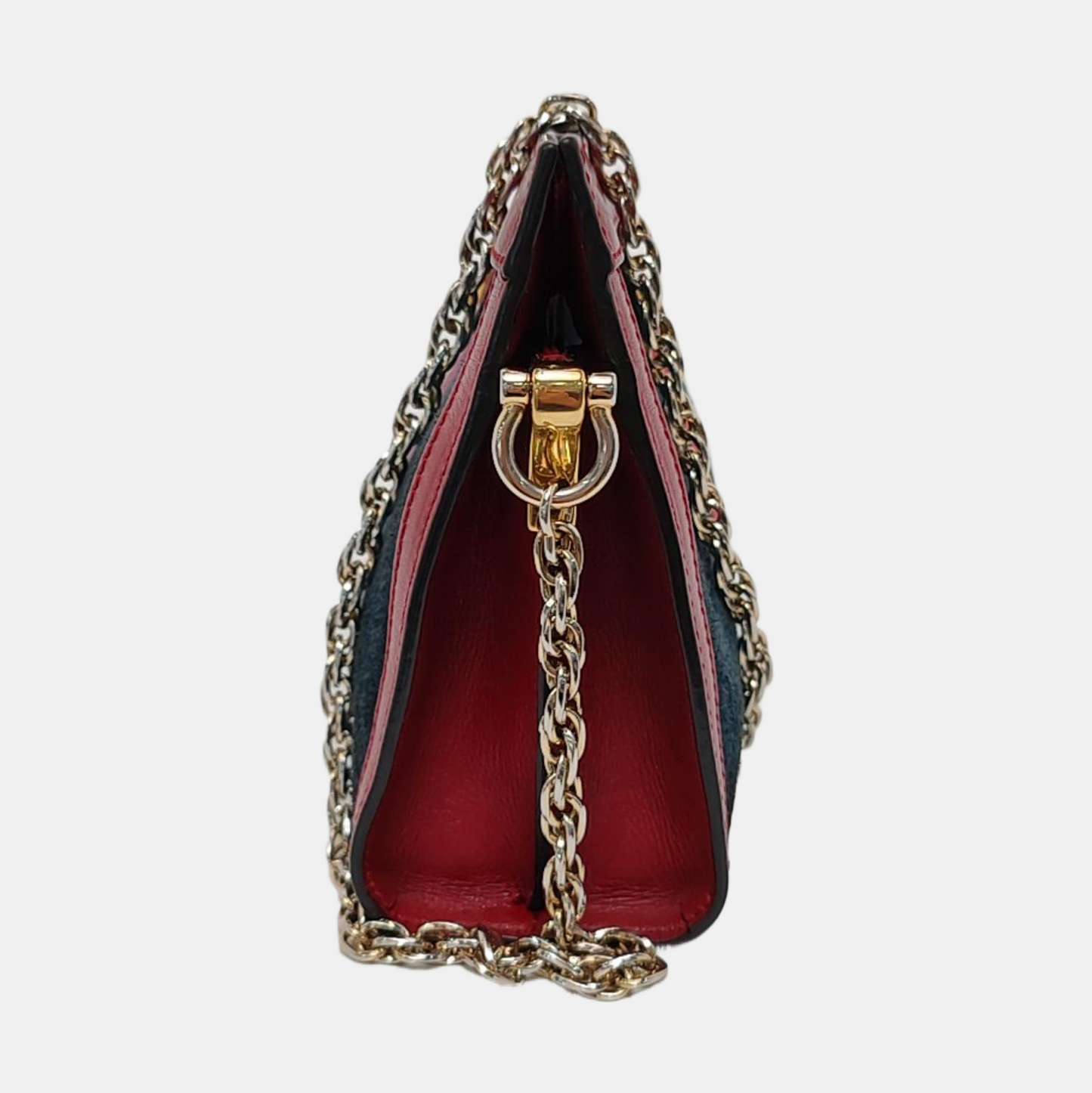 GUCCI Ophidia Small size Dark Blue Suede Striped Strap Single Shoulder Tote Bag Golden hardware-(SKU)-951867642