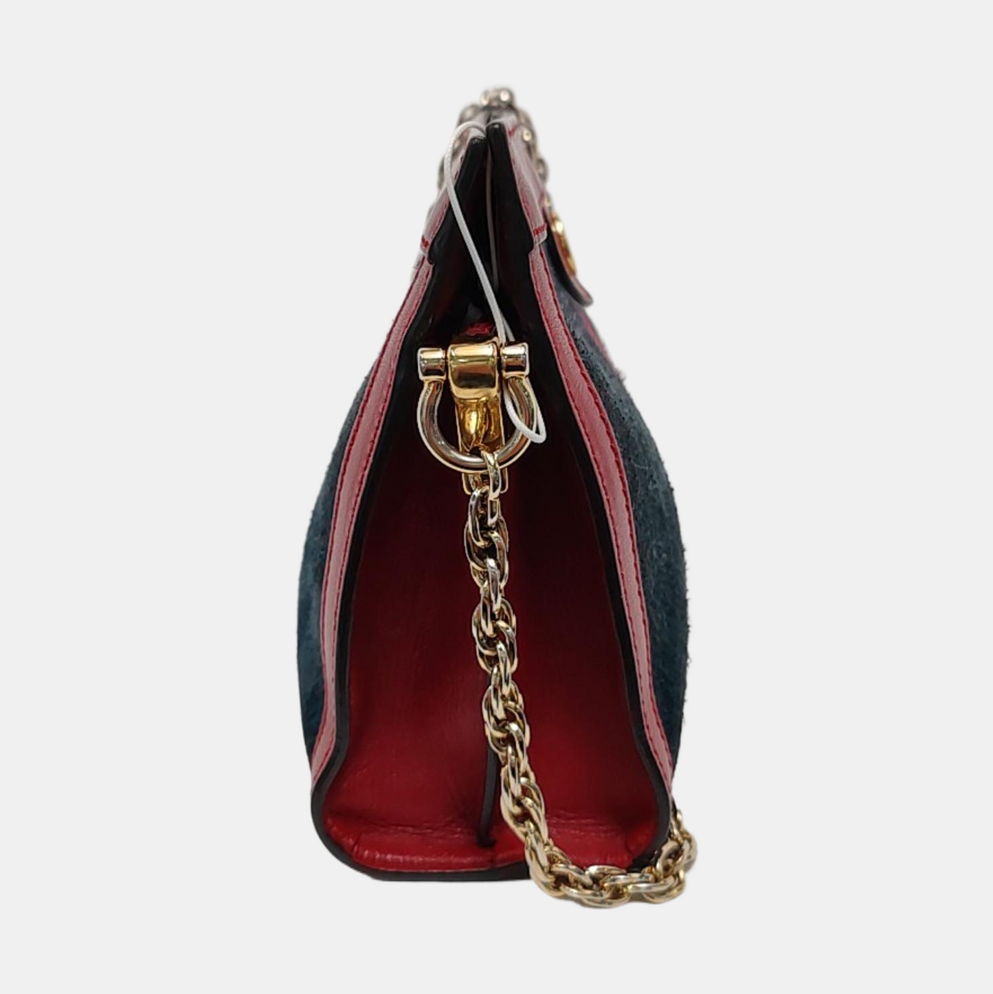 GUCCI Ophidia Small size Dark Blue Suede Striped Strap Single Shoulder Tote Bag Golden hardware-(SKU)-951867642