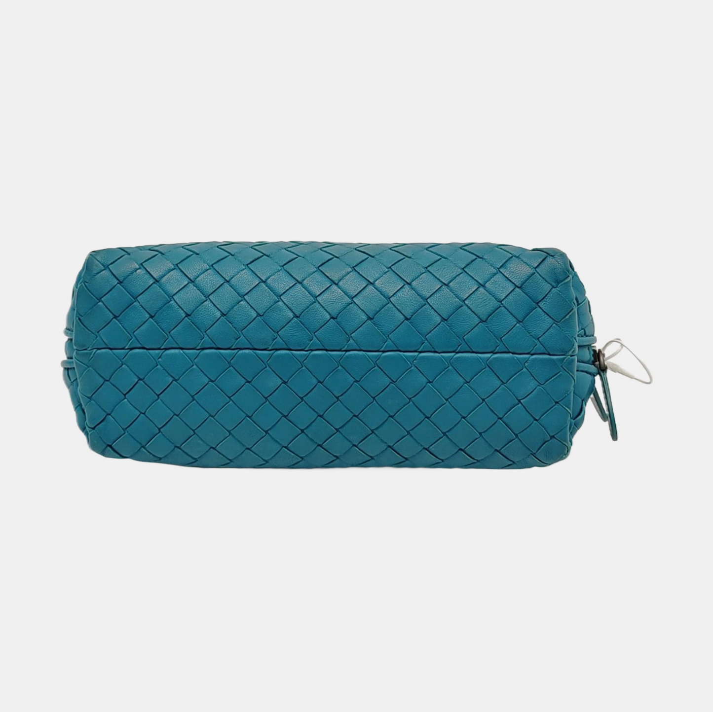 BOTTEGA VENETA Blue-Green Sheepskin Woven Handbag Black hardware-(SKU)-951463854