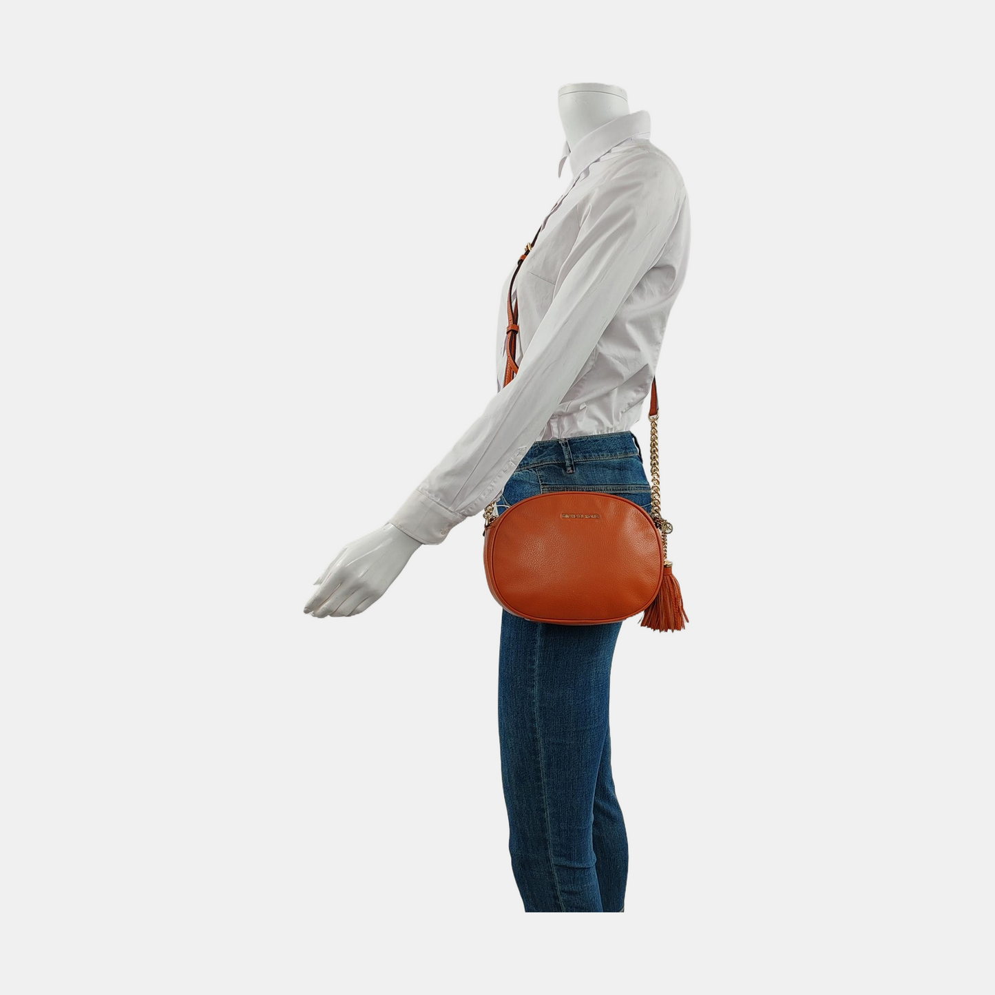 MICHAEL KORS Jet Set Orange Red Leather Single Shoulder Bag Crossbody Bag Golden hardware-(SKU)-951616686