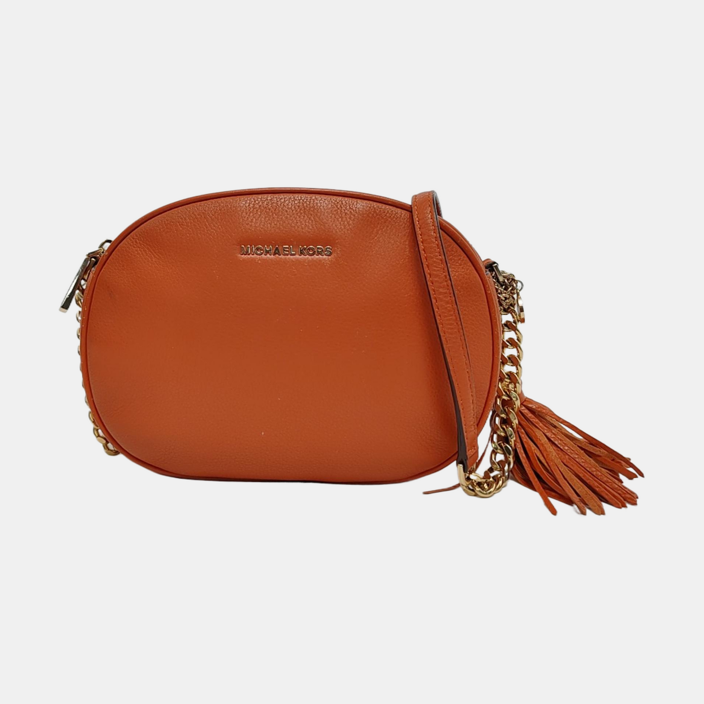 MICHAEL KORS Jet Set Orange Red Leather Single Shoulder Bag Crossbody Bag Golden hardware-(SKU)-951616686