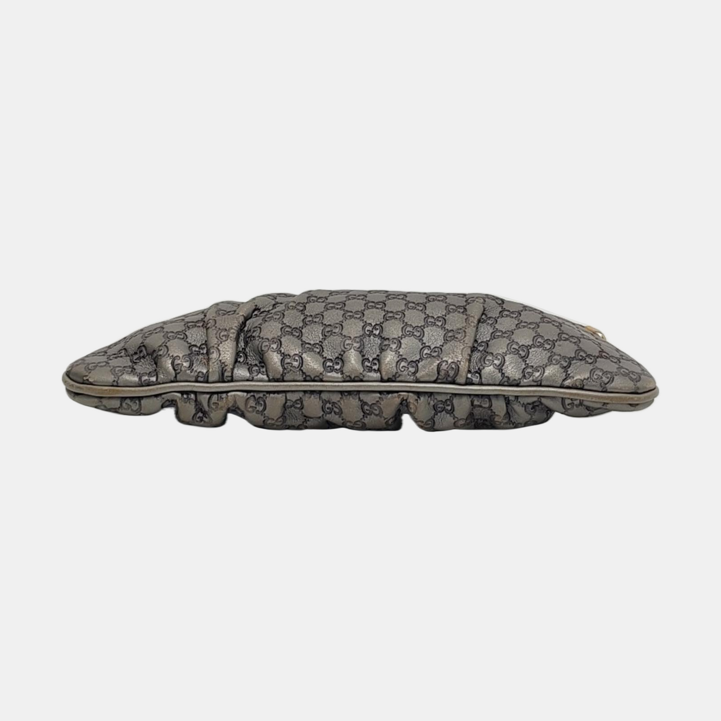 GUCCI Silver Cowhide Monogrammed Embossed Clutch Golden hardware-(SKU)-951850185