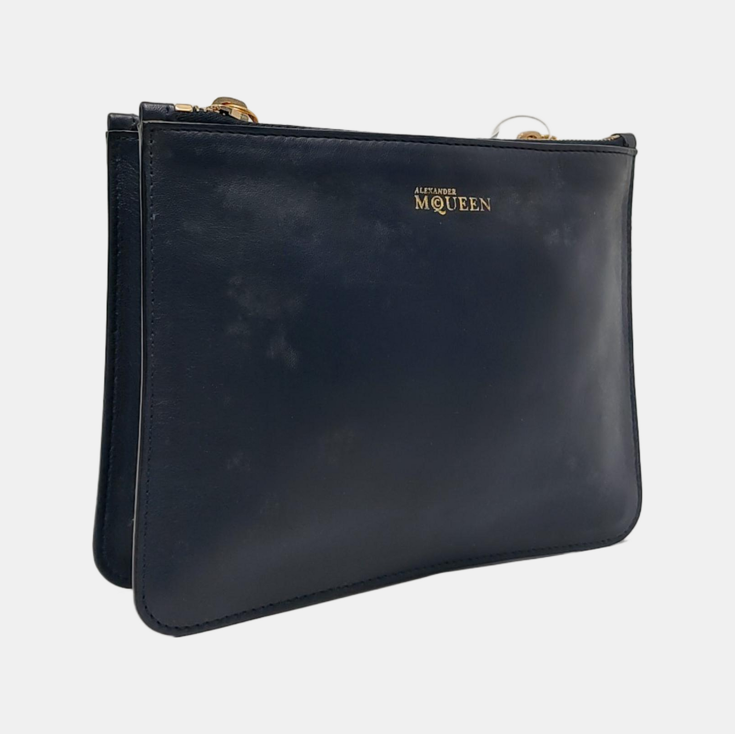 Alexander McQUEEN Dark Blue Sheepskin Handbag Golden hardware-(SKU)-951614903