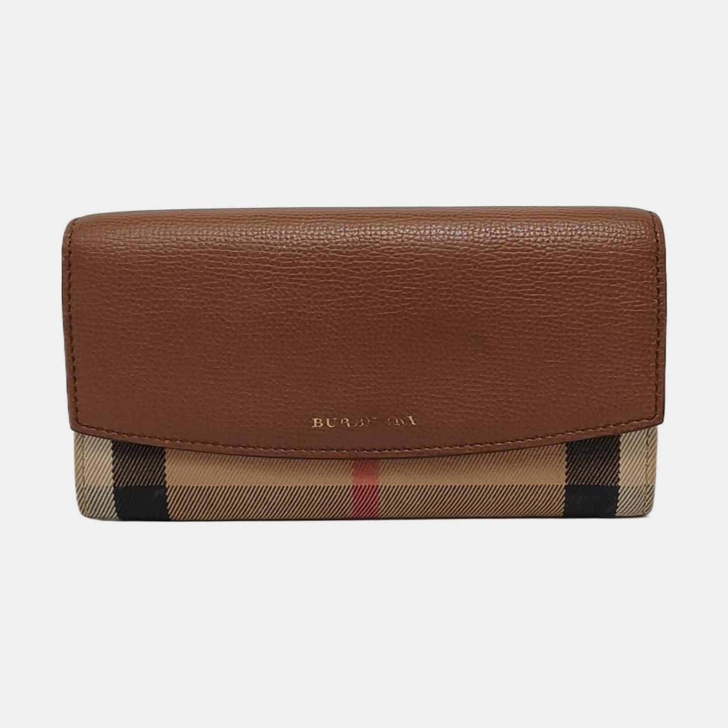 BURBERRY Brown Canvas Tartan Pattern Wallet Golden hardware-(SKU)-951700332