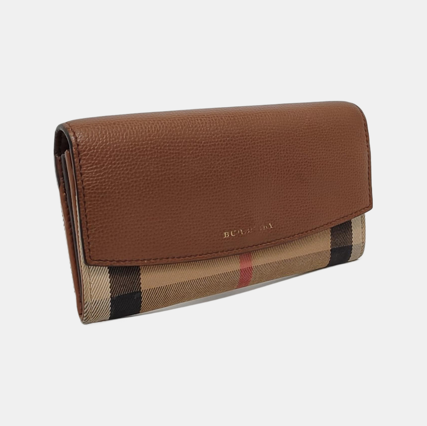 BURBERRY Brown Canvas Tartan Pattern Wallet Golden hardware-(SKU)-951700332