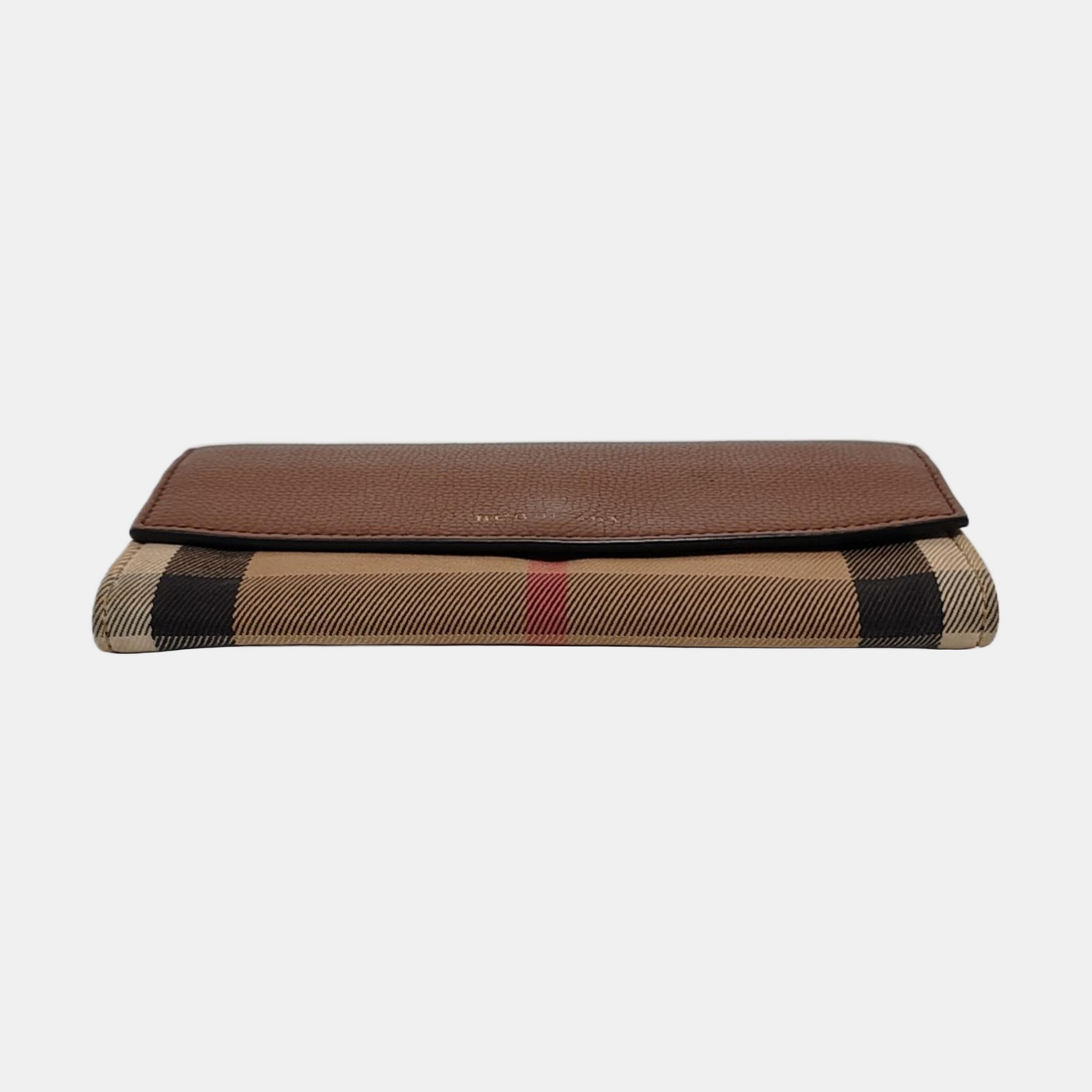BURBERRY Brown Canvas Tartan Pattern Wallet Golden hardware-(SKU)-951700332