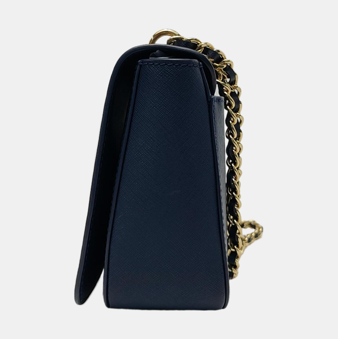 TORY BURCH Robinson Dark Blue Cowhide Embossed Single Shoulder Bag Crossbody Bag Golden hardware-(SKU)-951566144