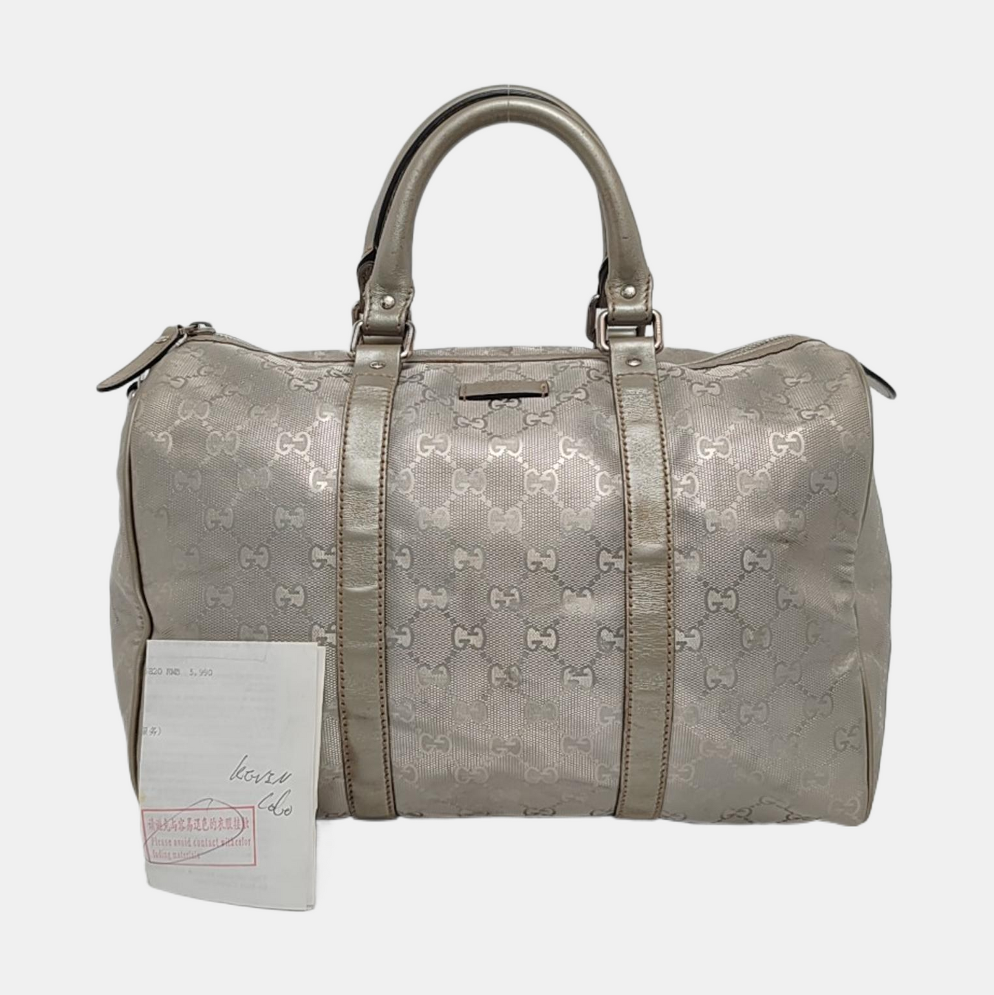 GUCCI Joy Medium size Silver Coated Canvas Monogram Handbag Golden hardware-(SKU)-950869201