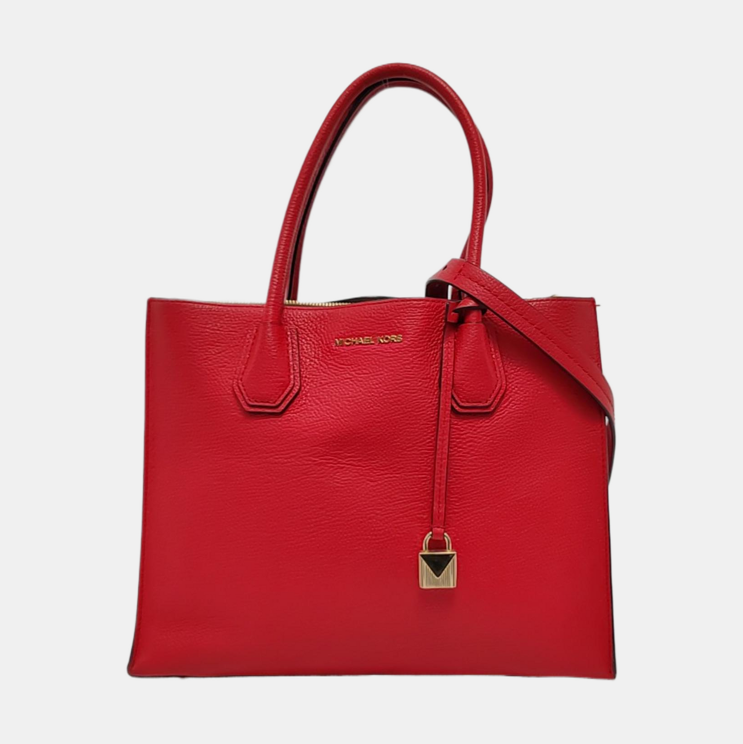 MICHAEL KORS Mercer Large size Red Leather Shoulder Bag Crossbody Tote Bag Golden hardware Removable shoulder strap-(SKU)-951587564