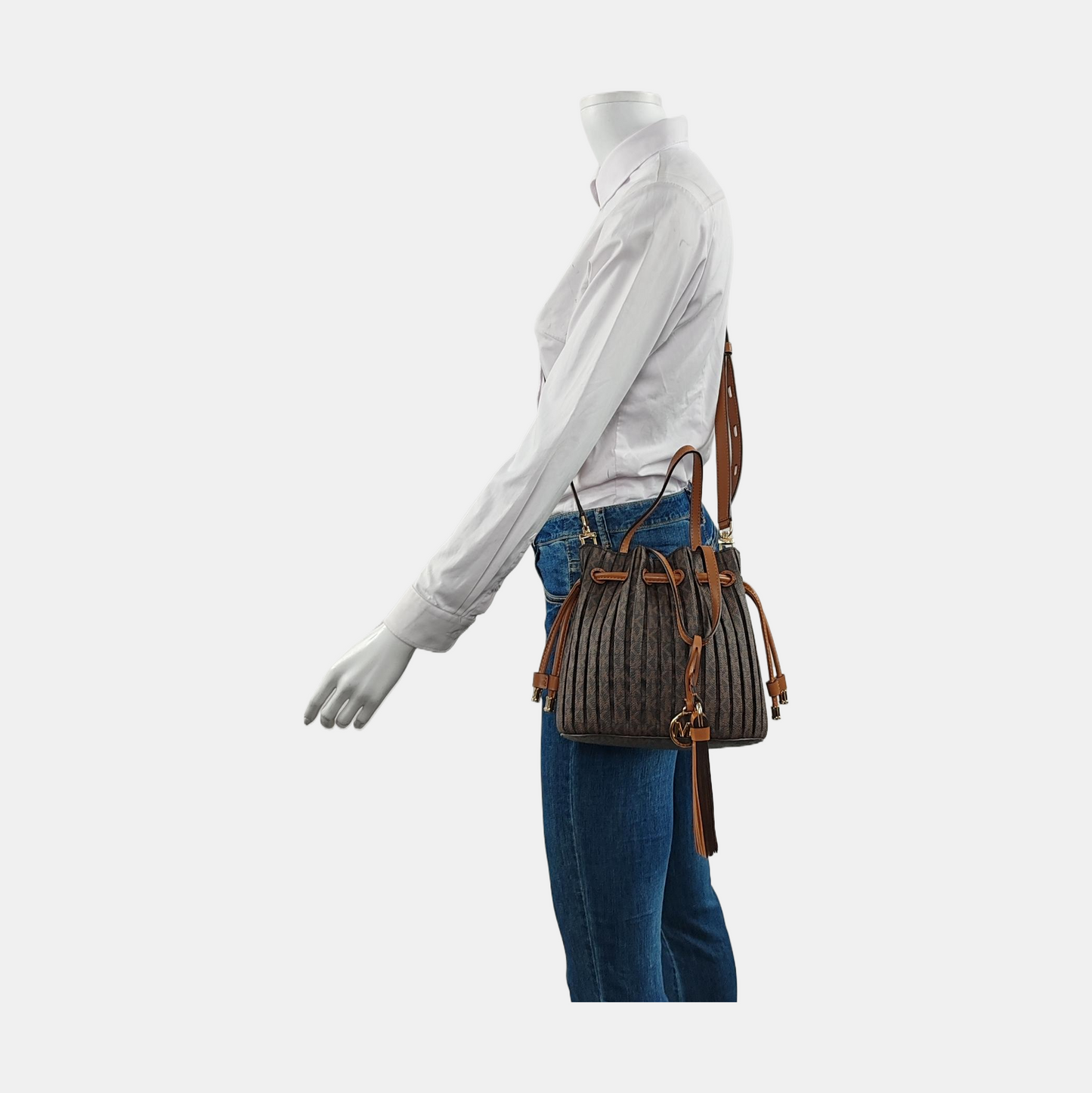 MICHAEL KORS Willa Extra Small Brown Coated Canvas Single Shoulder Bag Handbag Crossbody Bag Golden hardware Pouch detachable shoulder strap-(SKU)-951423591