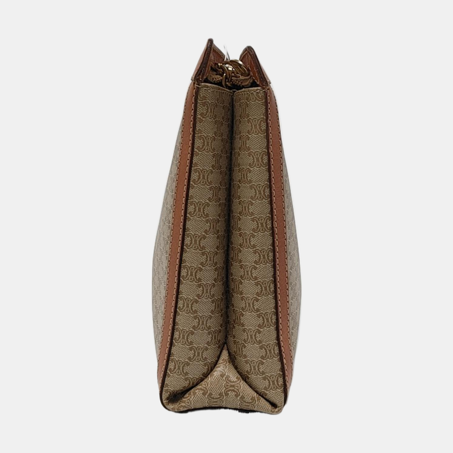 CELINE MACADAM CLUTCHES Beige Coated Canvas Triumph Handbag Brown Hardware-(SKU)-951569152