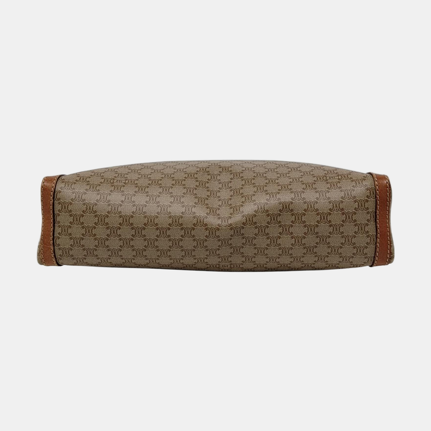 CELINE MACADAM CLUTCHES Beige Coated Canvas Triumph Handbag Brown Hardware-(SKU)-951569152