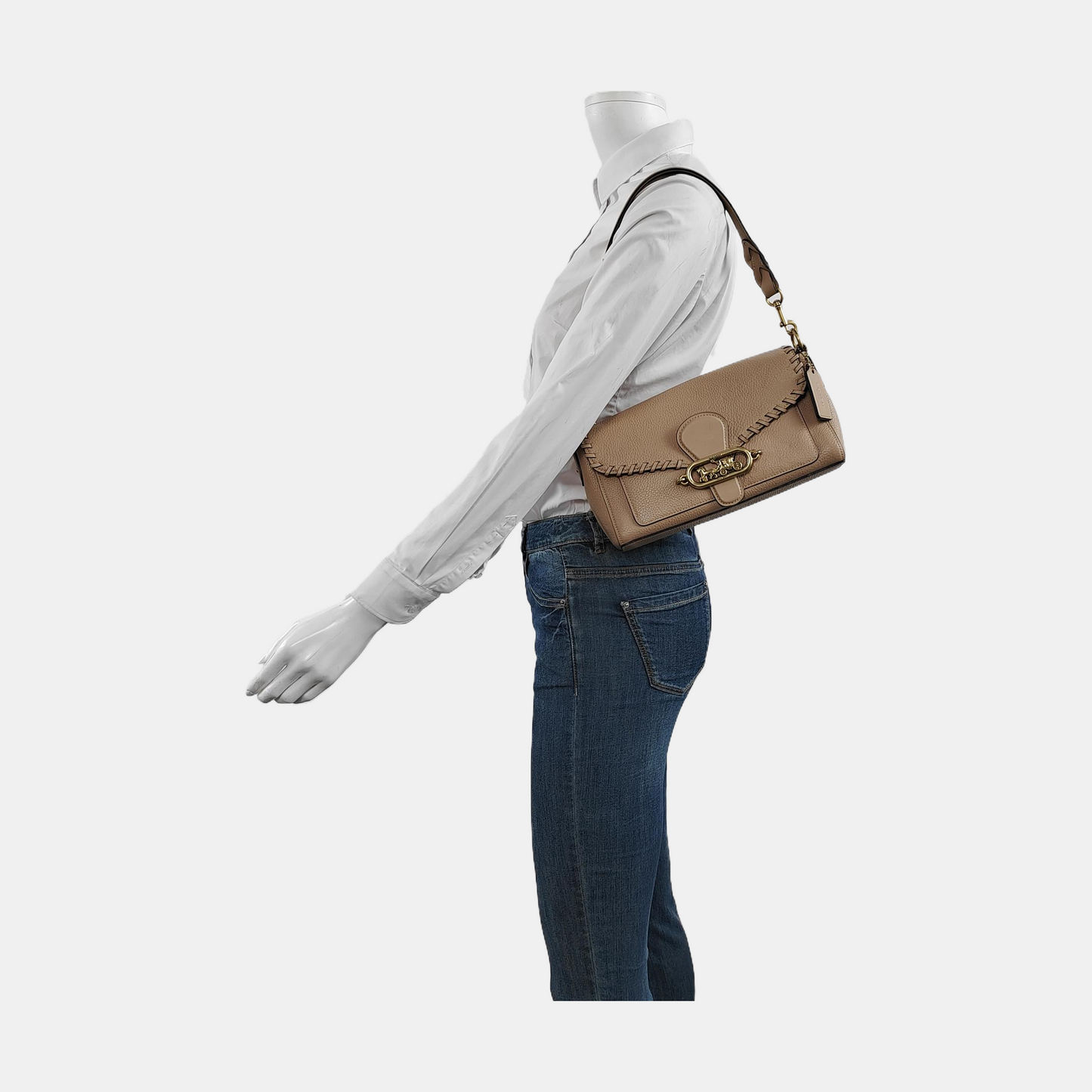 COACH 26 Khaki Cowhide Carriage Single Shoulder Bag Crossbody Handbag Golden hardware Removable shoulder strap-(SKU)-951599641