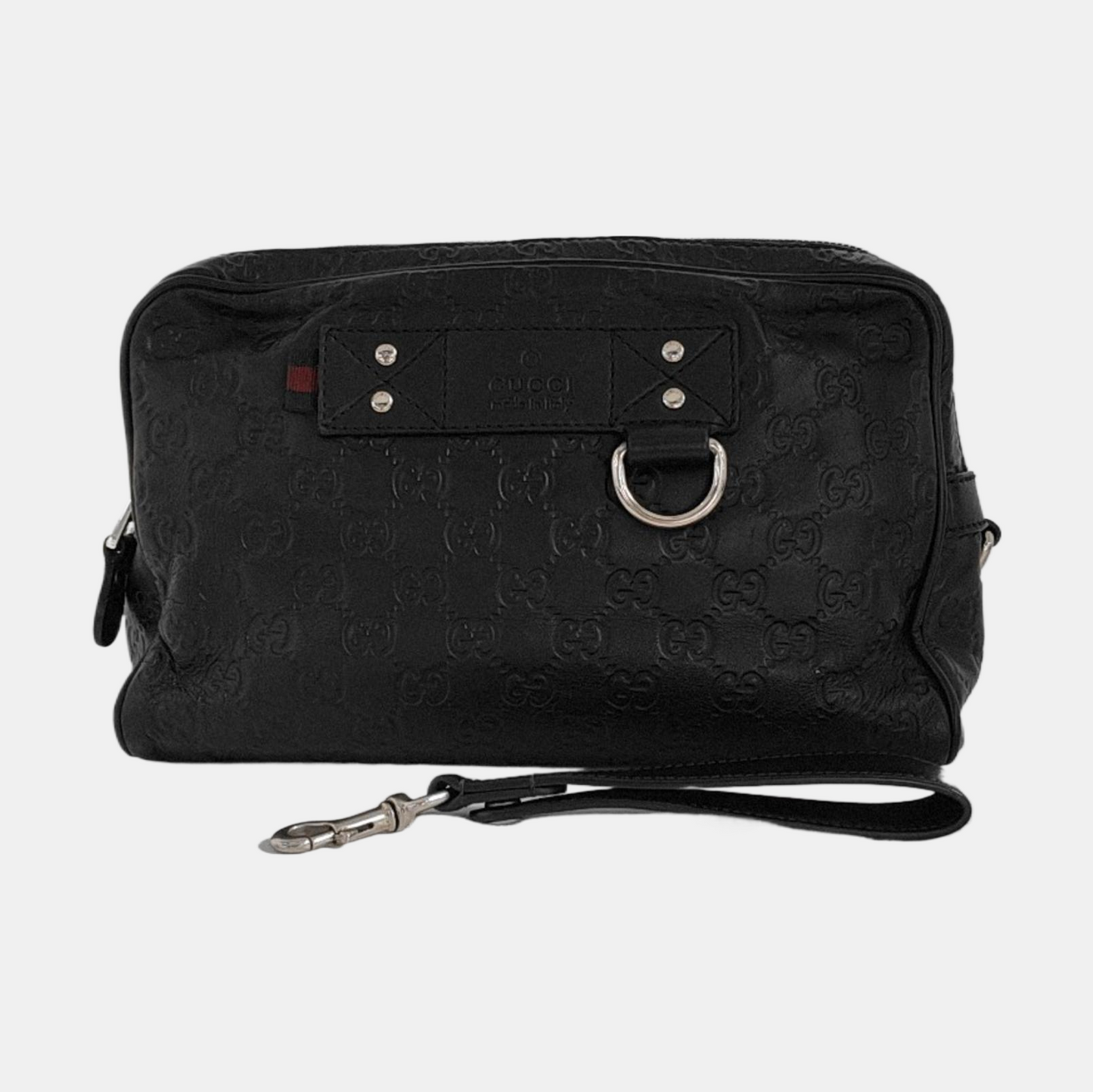 GUCCI Black cowhide monogram embossed handbag Silver Hardware-(SKU)-951637057