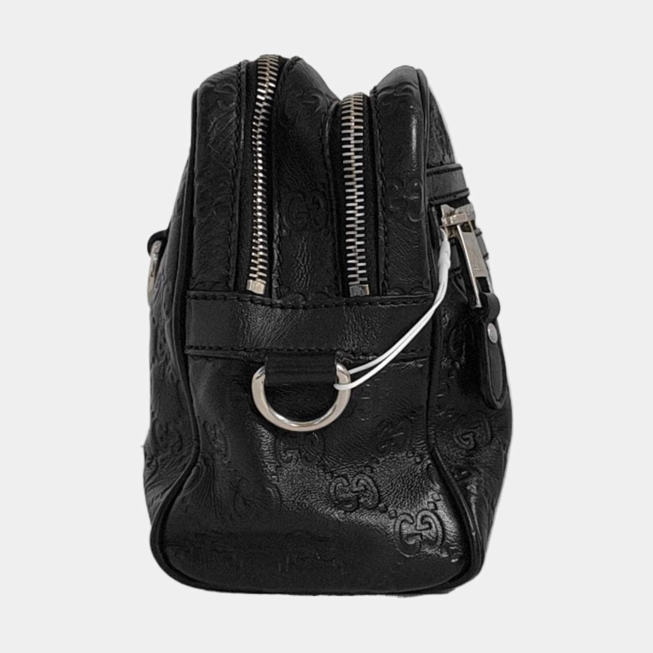 GUCCI Black cowhide monogram embossed handbag Silver Hardware-(SKU)-951637057