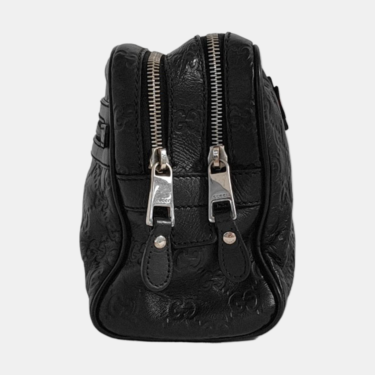 GUCCI Black cowhide monogram embossed handbag Silver Hardware-(SKU)-951637057