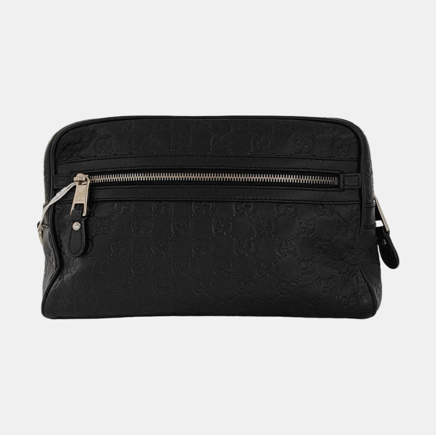 GUCCI Black cowhide monogram embossed handbag Silver Hardware-(SKU)-951637057