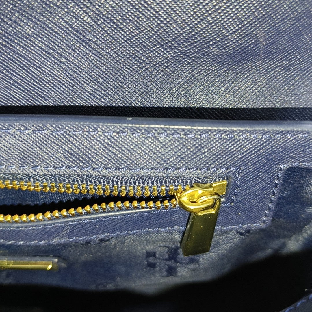 TORY BURCH Robinson Dark Blue Cowhide Embossed Single Shoulder Bag Crossbody Bag Golden hardware-(SKU)-951566144