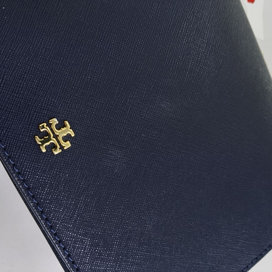 TORY BURCH Robinson Dark Blue Cowhide Embossed Single Shoulder Bag Crossbody Bag Golden hardware-(SKU)-951566144