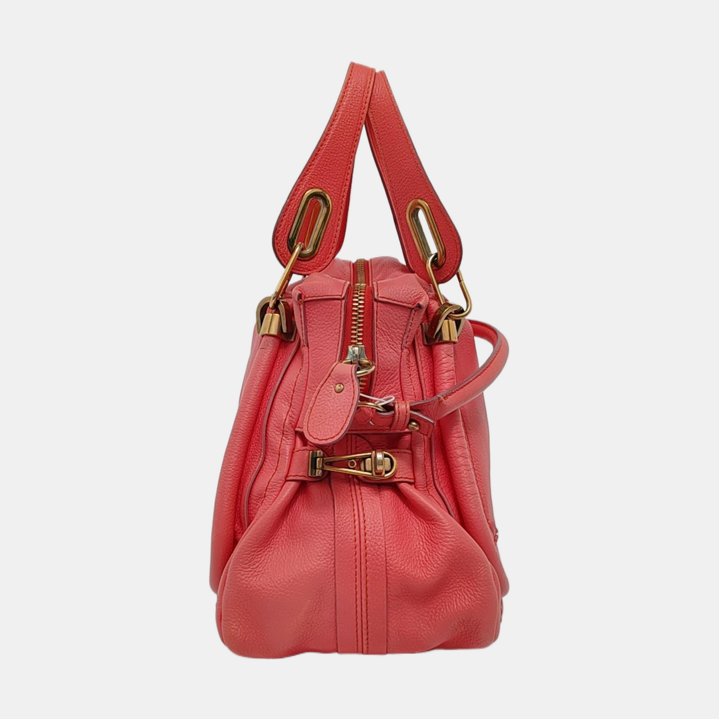 Chloé Paraty Medium size Orange-pink cowhide shoulder bag/crossbody bag/handbag Golden hardware Removable shoulder strap-(SKU)-951656466