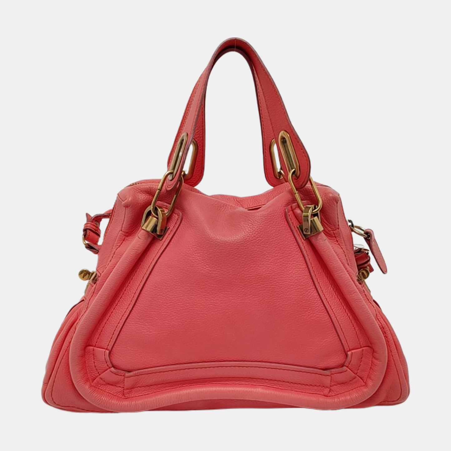 Chloé Paraty Medium size Orange-pink cowhide shoulder bag/crossbody bag/handbag Golden hardware Removable shoulder strap-(SKU)-951656466