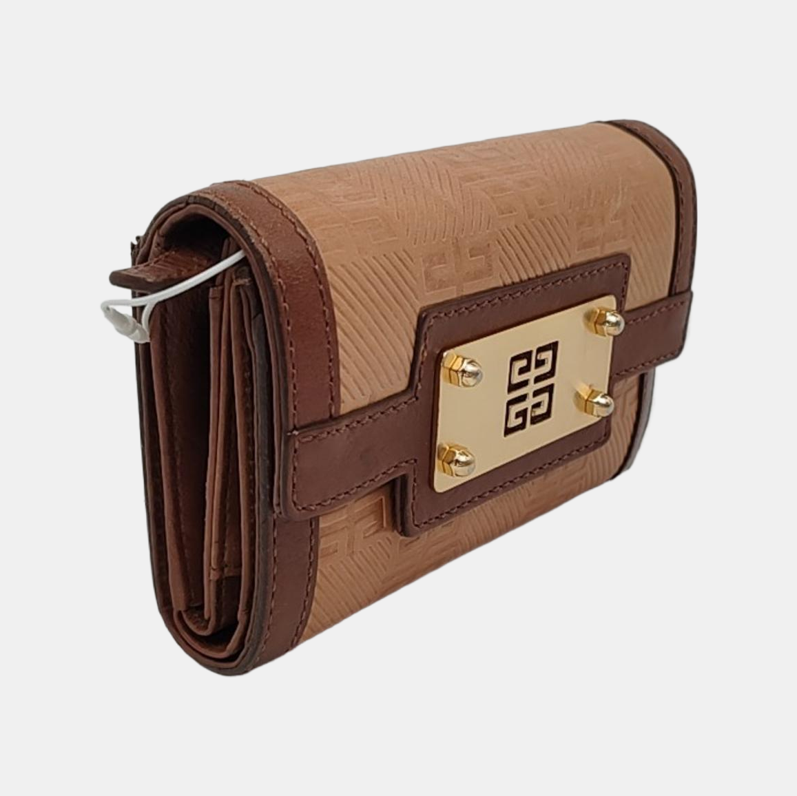 GIVENCHY Brown Leather Embossed Wallet Golden hardware-(SKU)-949930539
