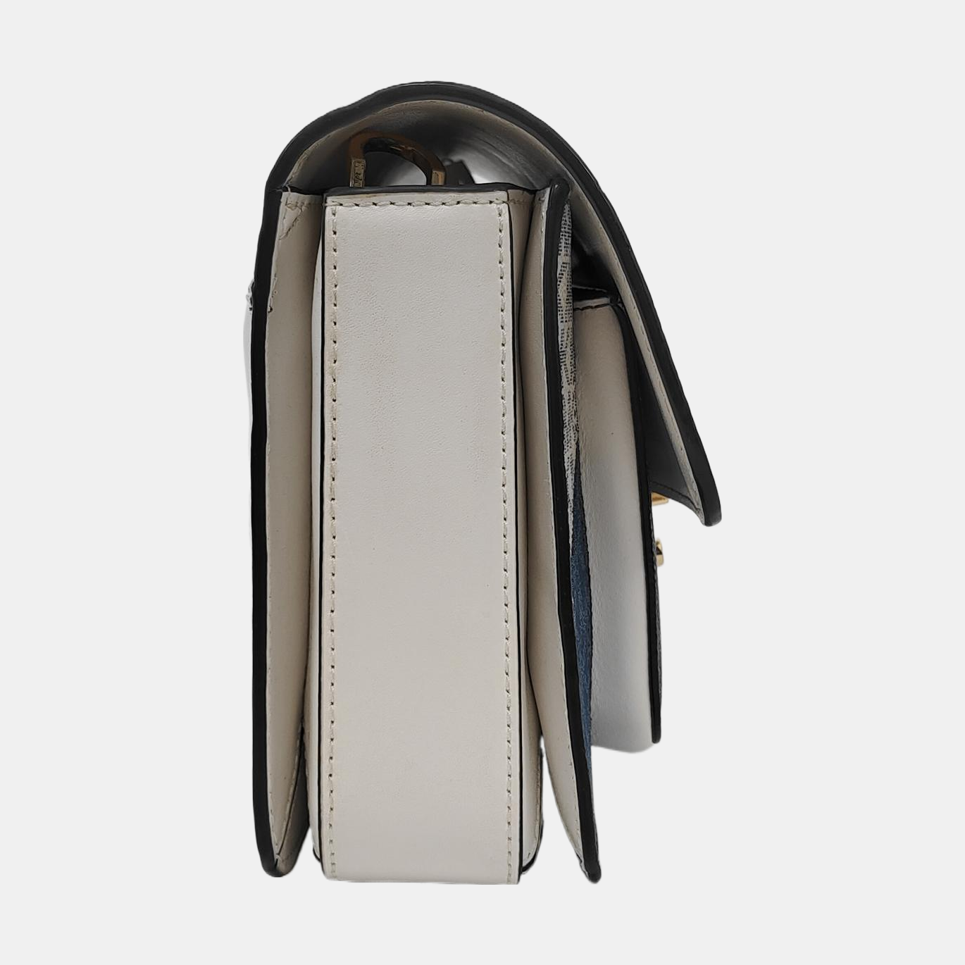 MICHAEL KORS Sloan Editor Blue Coated Canvas Monogrammed Crossbody Bag with Shoulder Strap and Handbag Golden hardware Removable shoulder strap-(SKU)-951791936