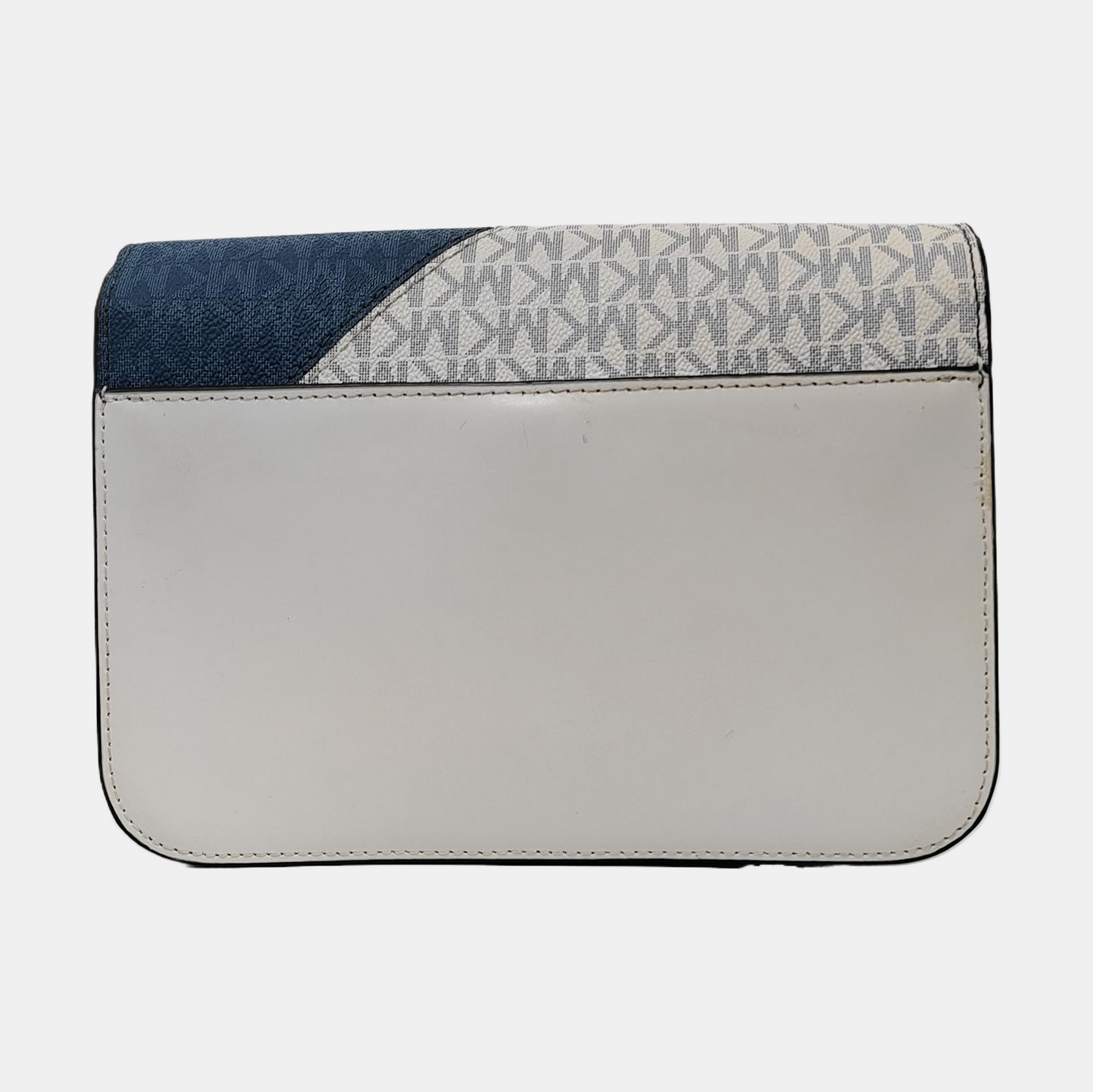 MICHAEL KORS Sloan Editor Blue Coated Canvas Monogrammed Crossbody Bag with Shoulder Strap and Handbag Golden hardware Removable shoulder strap-(SKU)-951791936