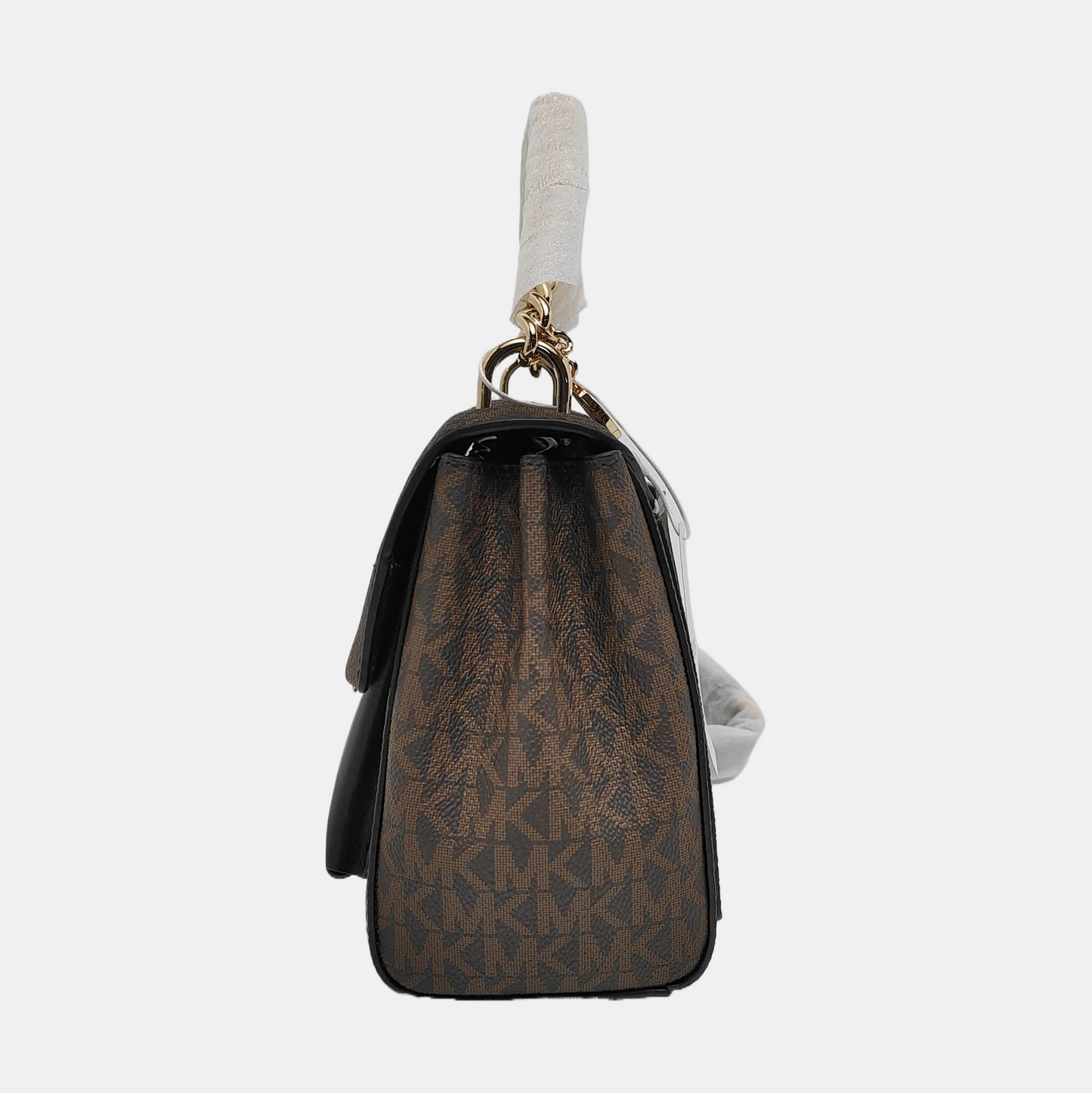 MICHAEL KORS Brown Coated Canvas Monogram Print Single Shoulder Bag Crossbody Tote Golden hardware Removable shoulder strap-(SKU)-951929731